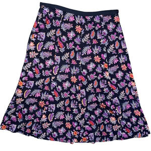Diane Von Furstenberg Navy Floral Midi Skirt